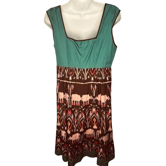 Diodore Anthropologie Size 8 Elephant March Dress Silk Blend Square Neck Lined - Picture 6 of 10